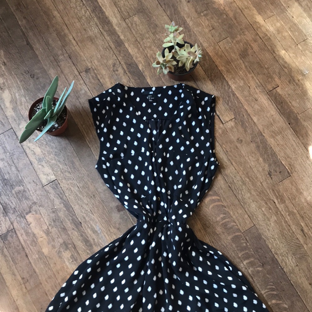 Patterned Sundress w/ Elastic Waist & Gold Buttons
